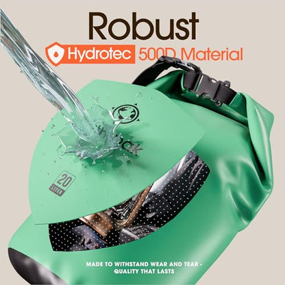 Earth Pak Waterproof Dry Bag - Roll Top Waterproof Backpack Sack Keeps Gear Dry for Kayak with Waterproof Phone Case - color: Seafoam Green, size: 20L