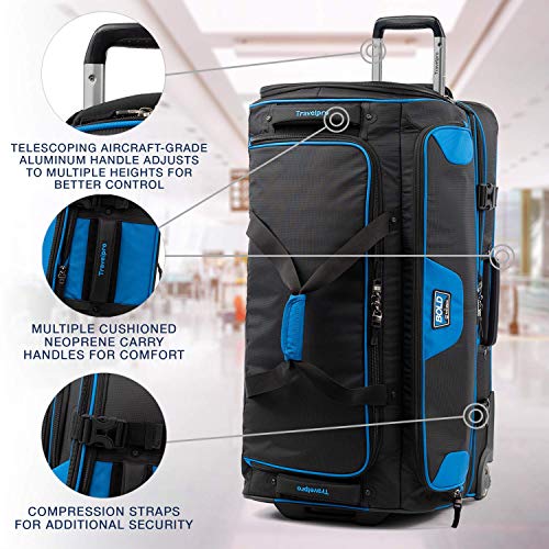 Travelpro Bold Drop-Bottom Wheeled Duffel Bag, Blue/Black, 30-Inch - color: Blue/Black