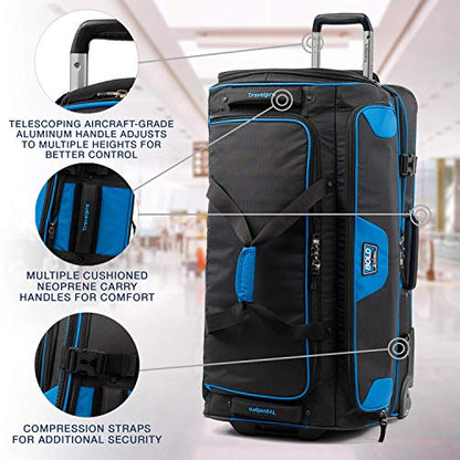 Travelpro Bold Drop-Bottom Wheeled Duffel Bag, Blue/Black, 30-Inch - color: Blue/Black