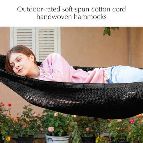 PNAEUT Handwoven Rope Mayan Hammock for Outside, 600 lbs Capacity - color: Sombra Negra, size: X-Large