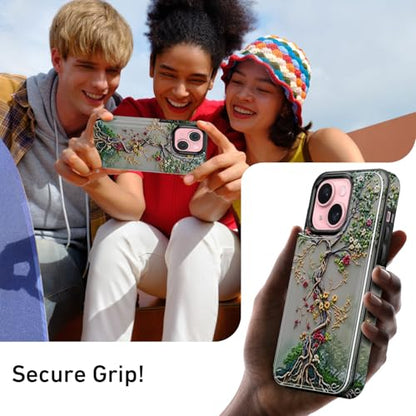 FUNMIKO for iPhone 13 Mini Wallet Case, Card Holder, RFID-Blocking - color: Blooming Tree of Life, size: iPhone 13 Mini