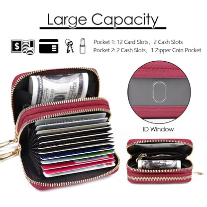imeetu RFID Credit Card Holder, Small Card Wallet Women, Leather Card Case - color: Max - Fuchsia, size: Max