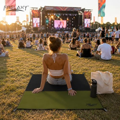 Frelaxy Pocket Picnic Blanket, Waterproof Blanket for Beach Festival - color: Army Green, size: 35'' x 57''