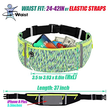 USHAKE Slim Running Belt, Bounce Free Fanny Pack Phone Holder - color: Green