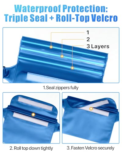 F-color Waterproof Fanny Pack - Waterproof Pouch, Beach Cruise Essentials - color: 2 Pack,Black+Blue