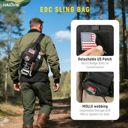 HALOVIE Anti-theft Sling Backpack RFID Crossbody Travel Daypack - color: Black