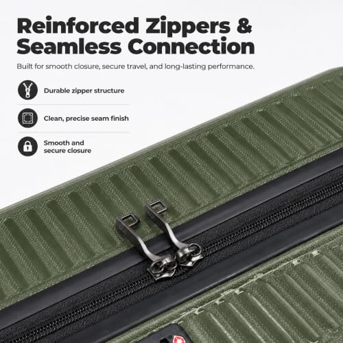 CONCEPTEN Luggage Sets 3 Piece, PP Hardshell Suitcases Set with Wheels - color: Olive Drab, size: 3 Piece Sets (21/Db/Tb)