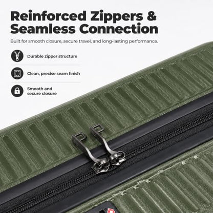 CONCEPTEN Luggage Sets 3 Piece, PP Hardshell Suitcases Set with Wheels - color: Olive Drab, size: 3 Piece Sets (21/Db/Tb)