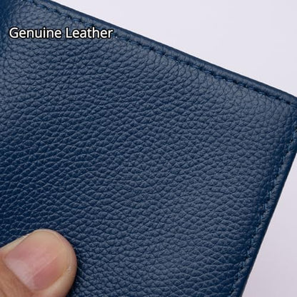 Bveyzi Ultra Slim Small RFID Wallet for Women, Leather Tiny Thin Bifold Pocket Ladies Wallet - color: Navy Blue