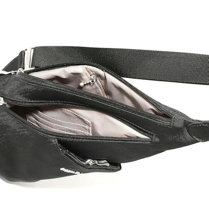 Baggallini Mini Sling - 12x7 Sling Crossbody Bag Backpack with Adjustable Shoulder Strap - color: Black/Sand