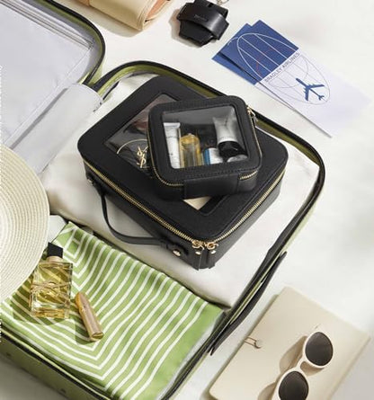 Small Clear Makeup Bag for Purse,Travel Cosmetic Case Mini(Mini Black) - color: Black, style: Mini