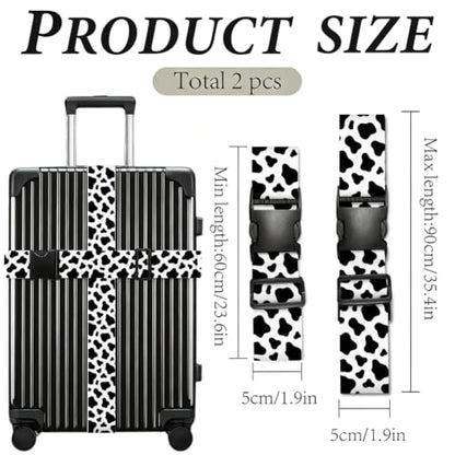 2Pcs Cow Print Luggage Straps for Suitcases 23.6-35.4 Inch - color: Cow Print