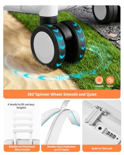 24 Inch Checked Luggage Expandable Top Opening Trunk Luggage with Spinner Wheels, Lightwight Hardside Travel Suitcase for Women Men, Warm White Apricot - color: Warm White Apricot, size: 24 inch Checked-Medium
