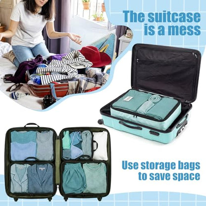 7 Pcs Packing Cubes for Travel Days of Week, Blue, L - color: Blue, size: L
