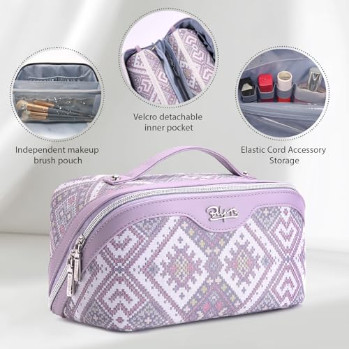 BOYATU Travel Makeup Bag Organizer: Boho Large Capacity Cosmetic Bag Sets - color: 16-Amethyst