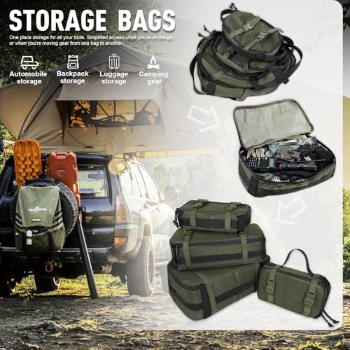 4 Set Tactical Packing Cubes ，Compressible Mesh Duffle Storage Bag,Portable Edc Molle Pouch Organizer. - color: OD GREEN