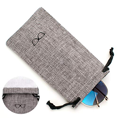 Vemiss Hard Shell Sunglasses Case, Large Linen Fabric Protective Glasses Case for Men Women - color: Grey 1, size: Sunglass Case