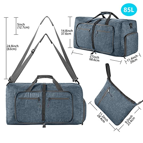 Vomgomfom 65L/85L/115L 접이식 여행용 더플 백, 신발 수납 공간 포함 - color: C 블루, size: 65L