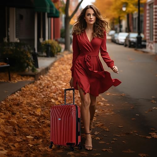 InUSA VASTY 20-Inch Carry-On Hardside Spinner Luggage Lightweight Red - color: Red, size: 20 Inch