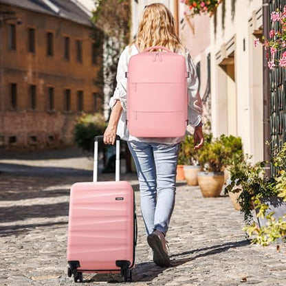 UKEIN Luggage Set with Backpack,Hardshell Carry On Luggage Airline Approved - color: Pink