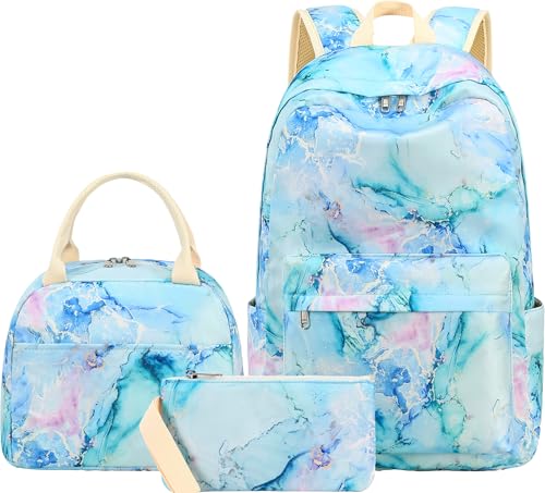 LEDAOU Girls Backpack, Kids School Bookbag, Backpack for Kids and Teens - color: Marble Tie Dye