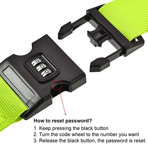 uxcell Luggage Straps Suitcase Belts with Buckle, Combination Lock, 2Mx5cm Adjustable PP Travel Packing Accessories, Light Green 2Pcs - color: Light Green