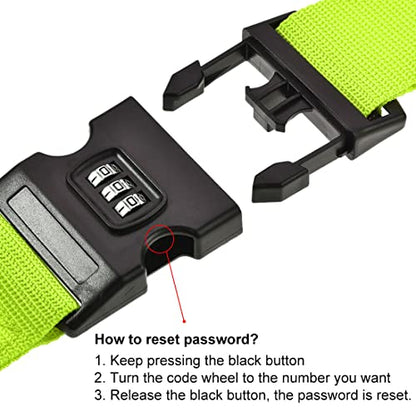 uxcell Luggage Straps Suitcase Belts with Buckle, Combination Lock, 2Mx5cm Adjustable PP Travel Packing Accessories, Light Green 2Pcs - color: Light Green