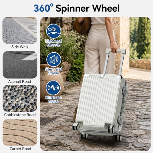 Trunk Luggage, Hardside Large Checked Suitcase, White, 28 in - color: white, size: 28in