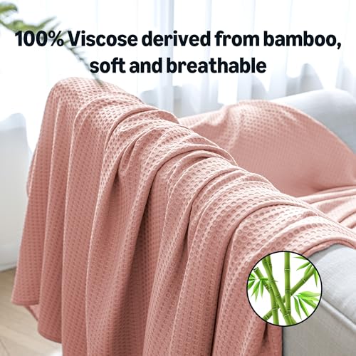 Amazon Basics Waffle 100% Viscose from Bamboo Blanket, Twin XL, Pink - color: Pink, size: Twin XL