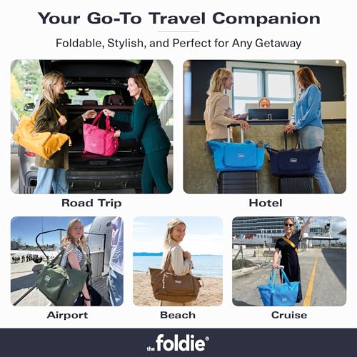 The Foldie Foldable Travel Bag for Women - 40L Weekender Bag with Multiple Pockets - Carry On Expendable Travel Bag - color: Teal