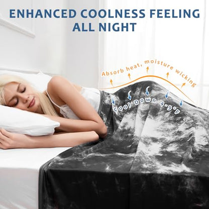 Marchpower Arc-Chill Cooling Blanket for Hot Sleepers King,Tie-Dye Black - color: Tie-dye Black, size: King 90" X 108"