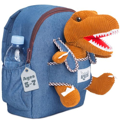 Naturally KIDS Toddler Backpack w. Plush T-rex Brown Toy, Gift 5-7, Medium - color: 01 Dinosaur, size: Medium