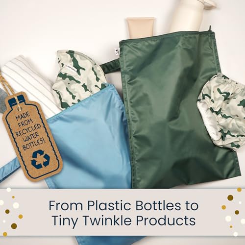 Tiny Twinkle Mess Proof Wet Bags | 2-Pack Reusable Waterproof Wet Bags for Swimsuits | Baby Clothes | Travel & Diaper Bag (Black, Green Checkers) - color: Black, Green Checkers, size: 2 Pack