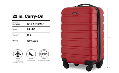 Wrangler 22" Hardside Spinner Carry-On Luggage, Salsa Red - color: Salsa Red