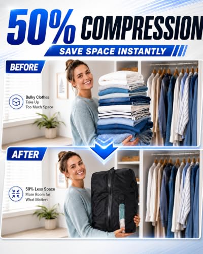 Mity rain 2Pack Travel Vacuum Bags with Pump 5.5kPa Rechargeable