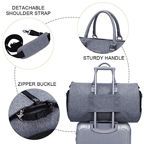 Travel Garment Bag,45L convertible garment bag carry on for hanging clothes - color: Grey Heather