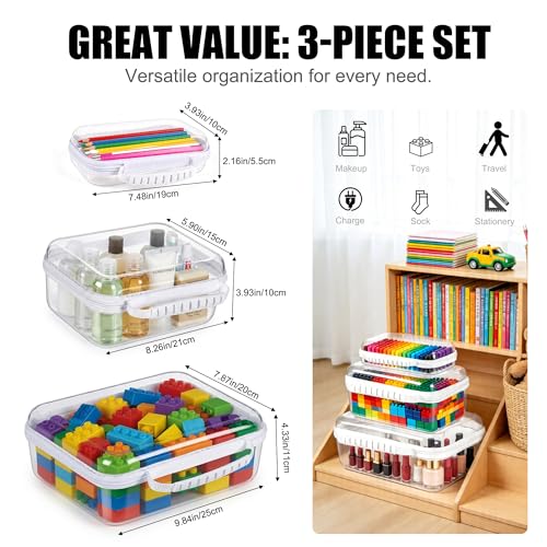 3 Pack Hard Shell Zipper Cases Clear Deep Bottom PET Plastic Waterproof - color: White
