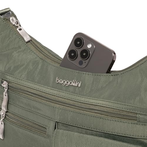 Baggallini Modern Everywhere Crossbody Bag for Women 11x9x4.5 Rfid Hobo Bag - color: Thyme