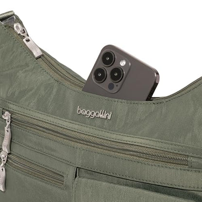 Baggallini Modern Everywhere Crossbody Bag for Women 11x9x4.5 Rfid Hobo Bag - color: Thyme