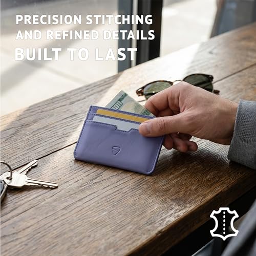 Vaultskin MOORGATE Slim Top-Grain Leather Credit Card Holder, RFID Wallet - color: Purple Blue