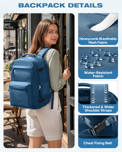 suradar Vacuum Backpack Travel with Pump,Travel Backpack with One Button Vacuum System Vacpack Sealed Compression Airbag Carry on Flight Approved Laptop Backpack Space Saver Bags Blue - color: B2-peacock Blue