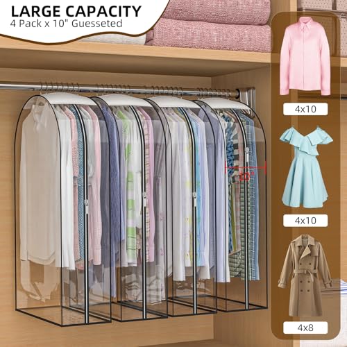 Clear Garment Bags for Hanging Clothes, 4-Pack, 32" - color: Full Clear, size: 32 inch