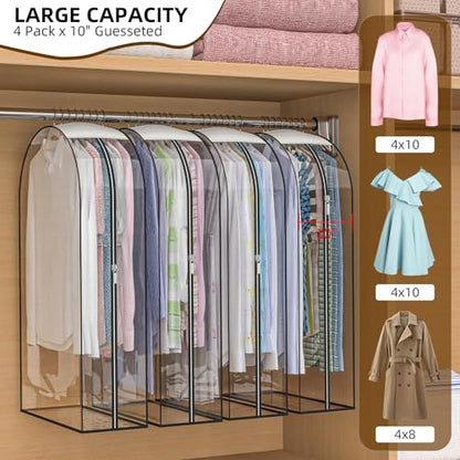 Clear Garment Bags for Hanging Clothes, 4-Pack, 32" - color: Full Clear, size: 32 inch