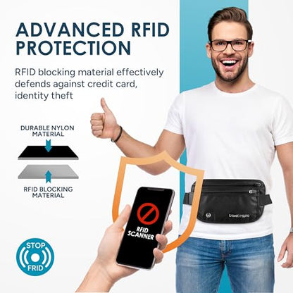 Travel Inspira RFID Hidden Money Belt - color: Big Size, Black
