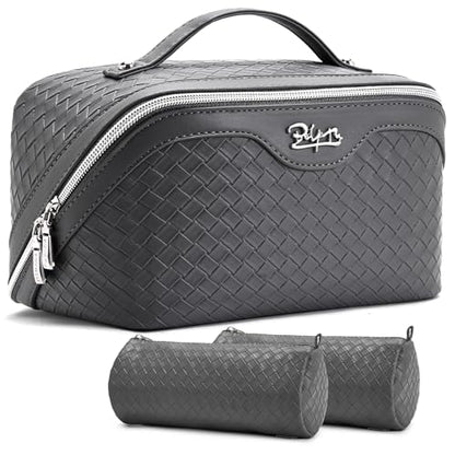 BOYATU Travel Makeup Bag Cosmetic Bags for Women: 3 Pcs Set Make up Bag - color: L07Grey
