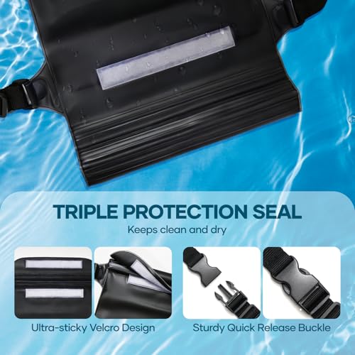 Waterproof Bag Fanny Packs for Women, Floating Beach Bags 2PCS - color: Black&Black