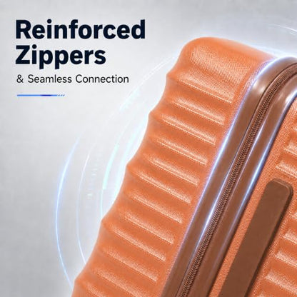 CONCEPTEN Luggage Sets 5 Piece, ABS+PC Hardshell Suitcases with Wheels - color: Tangerine, size: 5 Piece Sets (20/24/28/Db/Tb)