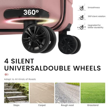 30" Luggage,Hardshell Suitcase w/4 Spinner Wheels,NO LOCK - color: Rose Gold, size: Checked-Large 30-Inch