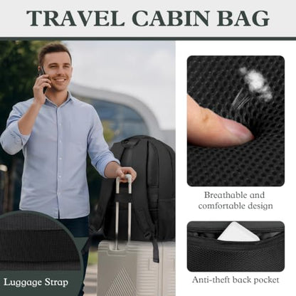17" Travel Laptop Backpack, Airline Approved Bag, Black Brown - color: Black Brown, size: 17.3 Inch(40L)