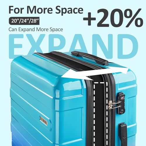 Carry on Luggage 22x14x9 Airline Approved, Expandable - color: Ocean, size: S (20 In Carry-on)